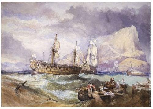 Clarkson Frederick Stanfield H.M.S 'Victory' towed into Gibraltar,